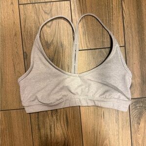 ALO Yoga Ribbed Sports Bra in Taupe